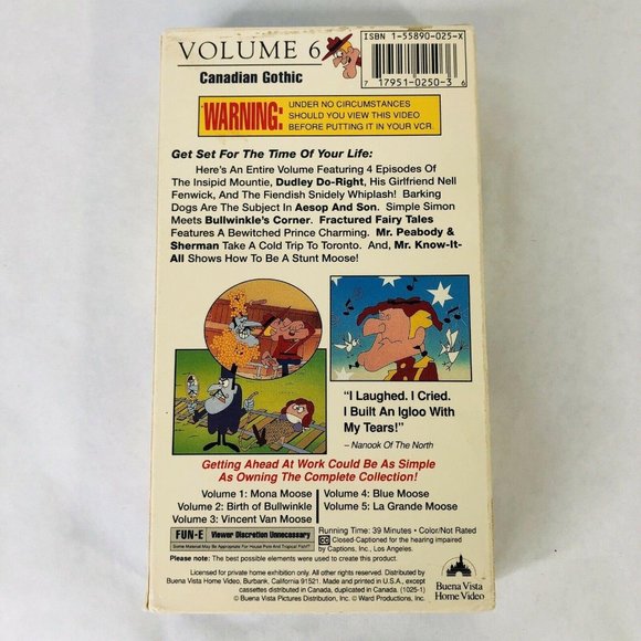 The Adventures of Rocky and Bullwinkle VHS Canadian Gothic Video Tape Classic - Picture 2 of 3
